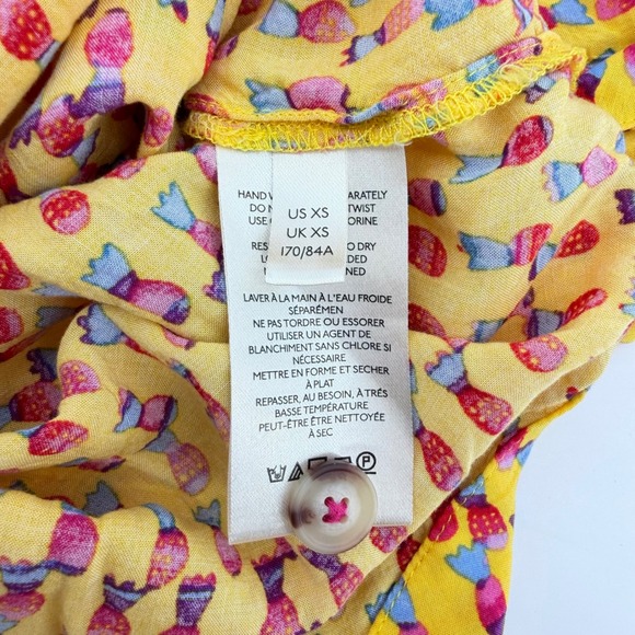 Maeve Anthropologie Blouse Womens XS Yellow Fruit Print Sleeveless Button Down - Picture 6 of 8